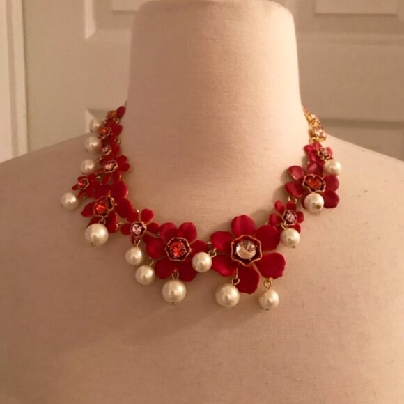 J Crew Pearl and crystal floral statement necklace - Picture 6 of 6